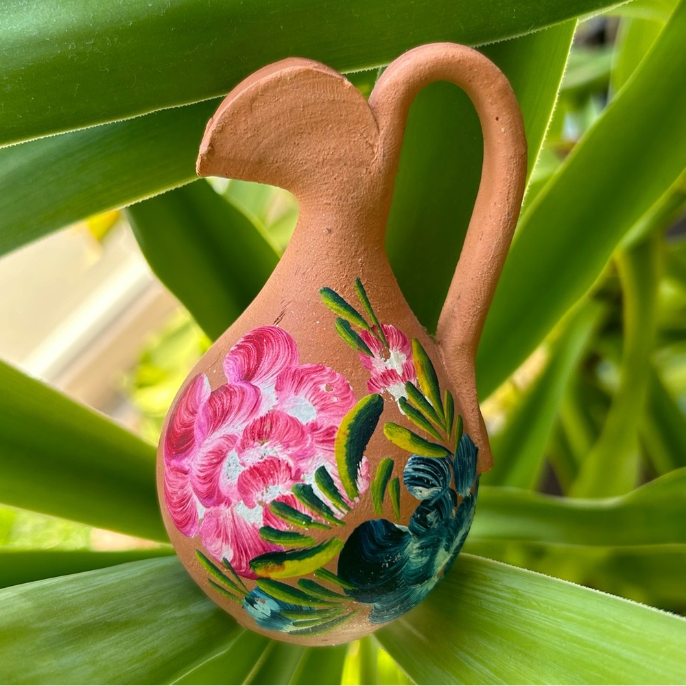 🔸 FINAL PRICE 🔸 Mini hand painted terracotta pitcher jug vase Portugal - Picture 6 of 8